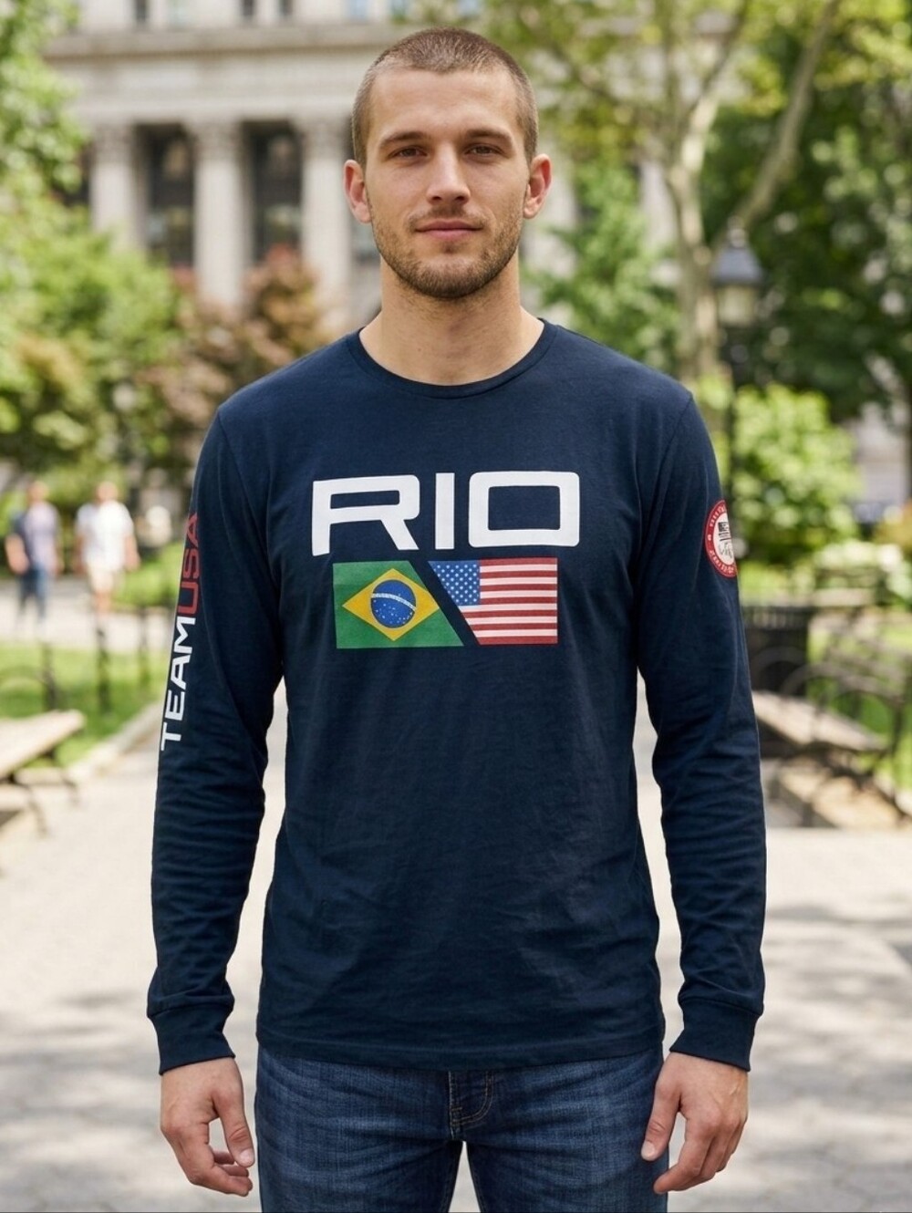 Men's Polo Ralph Lauren Navy Team USA 2016 Olympics Long Sleeve T-Shirt